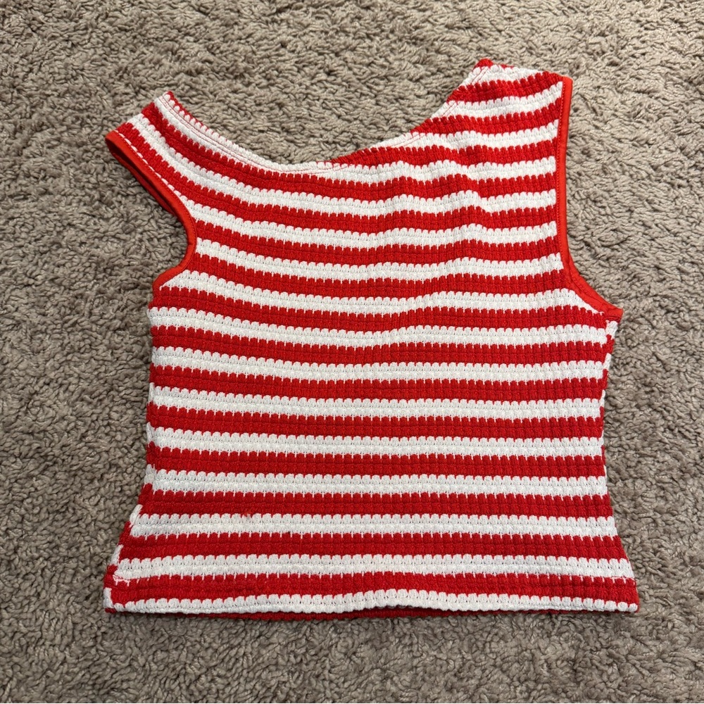 Red and White Striped Tank Top
